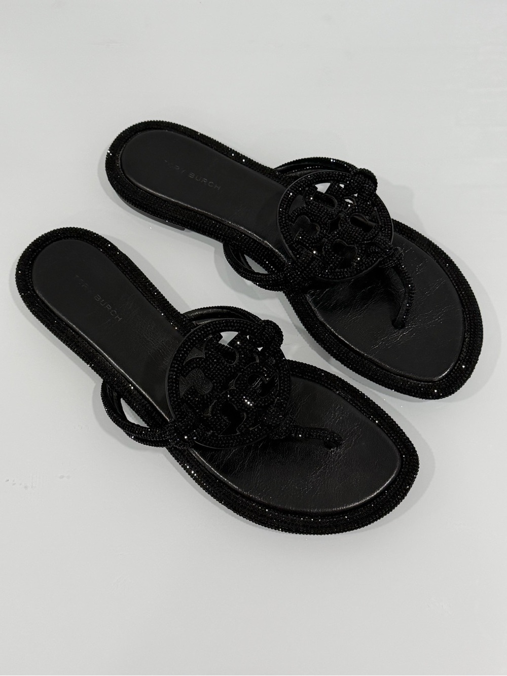 TORT BURCH Miller Knotted Pavé Thong Sandal In Perfect Black - Size - 9
